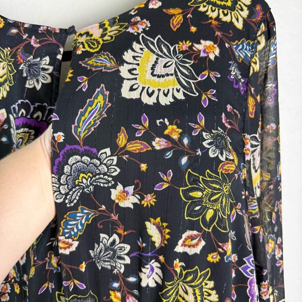 Torrid Black Floral Chiffon Lurex V Neck Tiered Maxi Dress 3X 18491136 - Picture 10 of 16